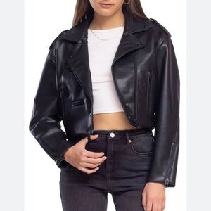 NWT Blanknyc Faux Leather Crop Moto Jacket in Golden Hour L